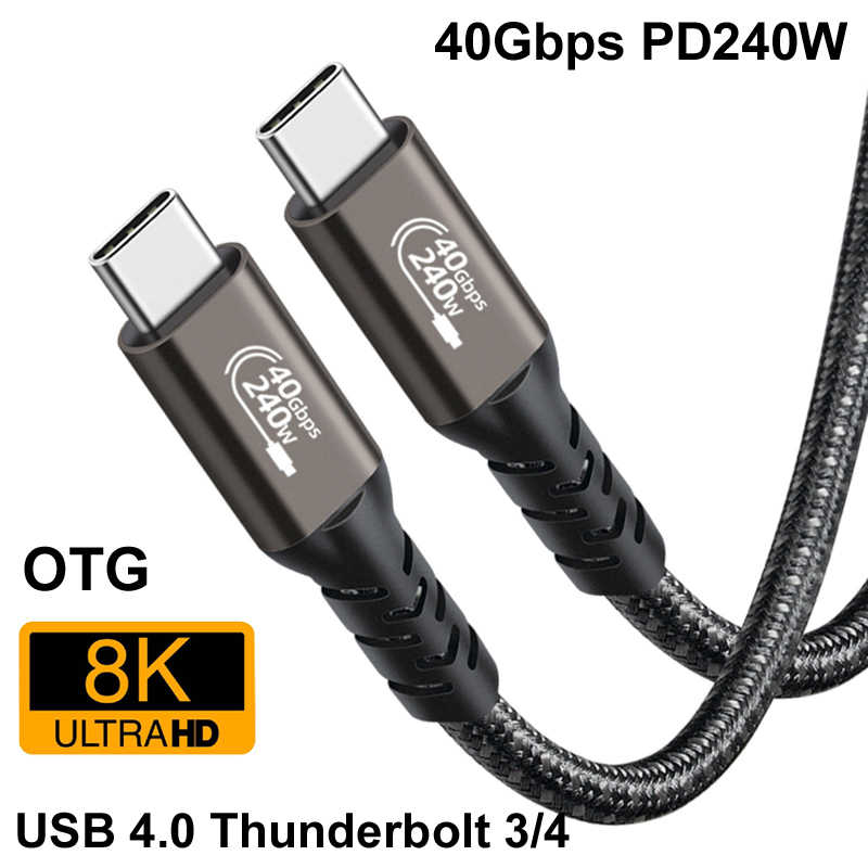 1.5M 1M Usb4 Usb 4.0 Kabel 40Gbps 48V 5a Pd 240W Thunderbolt 4 3 Type C Snellader Opladen Video 8K @ 60Hz 4K @ 120Hz Data Otc Ca