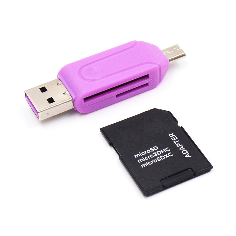 OTG 2in1 Micro USB Card Reader Universal USB TF/SD Card Reader Phone Extension Headers Micro SD Card Adapter for Android PC