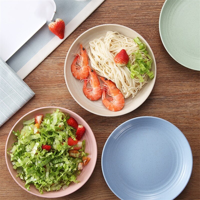 Wheat Straw Plates Solid Color Eco Food Snack Dish Plate Lunch Dinner Dessert Fruit Plate Tray Kitchen Cooking Tableware тарелки