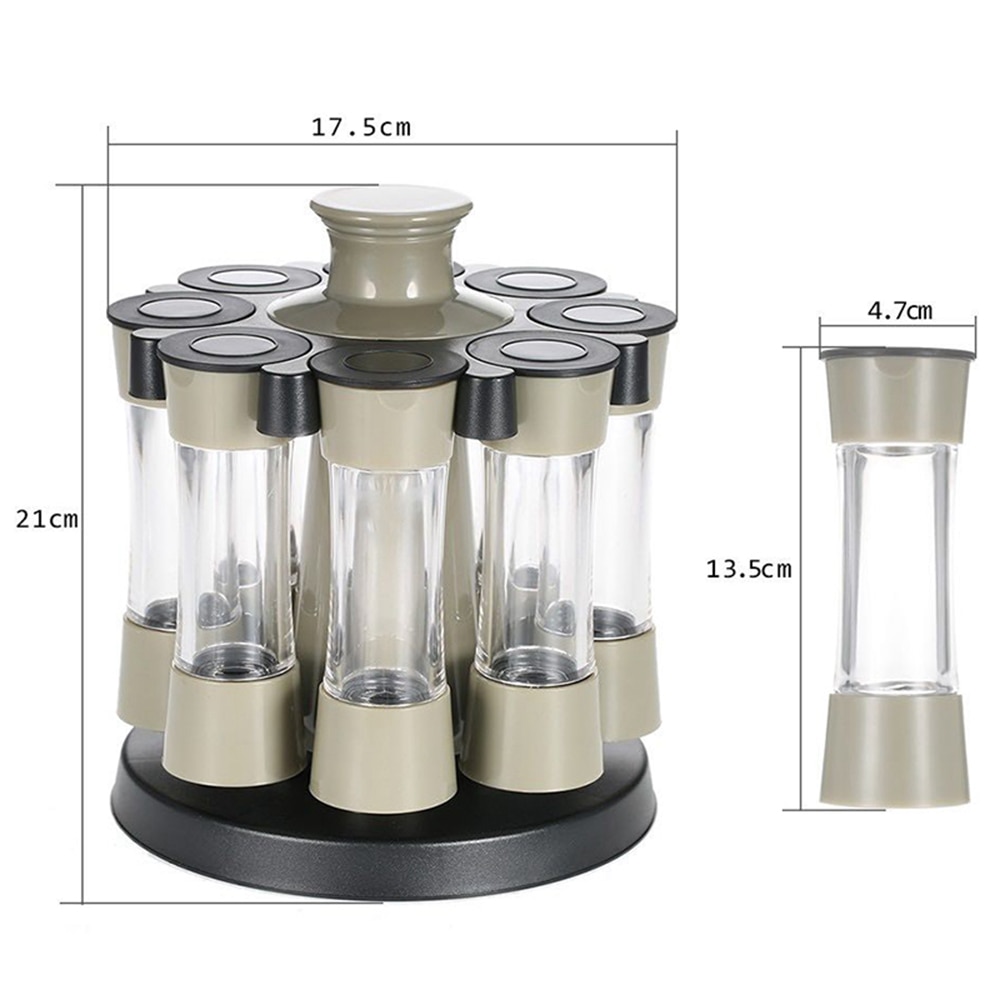 8Pc/Set Seasoning Jar Bottle 360 Rotating Spice Jar Rack Kitchen Cruet Condiment Bottle Salt Shakers Holder Kitchen Storage Rack