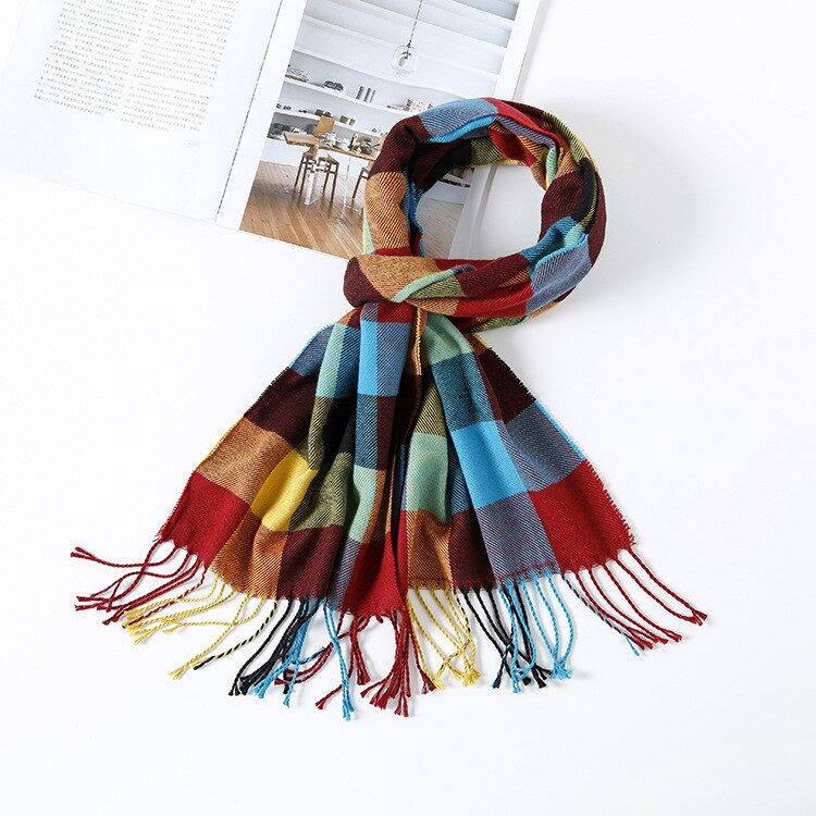 Kleurrijke Kasjmier Sjaals Herfst Winter Leuke Zachte Plaid Vrouwen Sjaal Warm Dames Sjaal Lange Wrap pashmina Unisex Vrouwelijke: Colorful