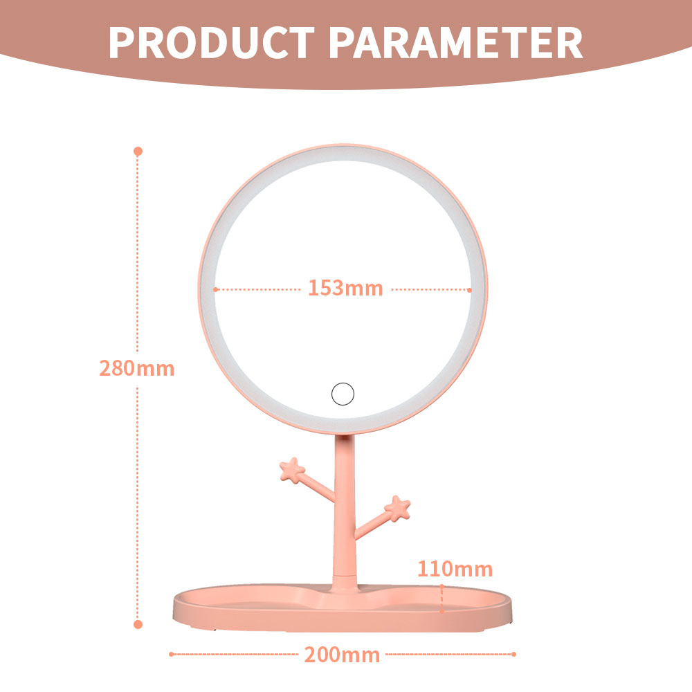 LED Makeup Mirror With Light Ladies Storage Makeup Lamp Desktop Vanity Mirror Round Shape Cosmetic Mirrors Women Christmas