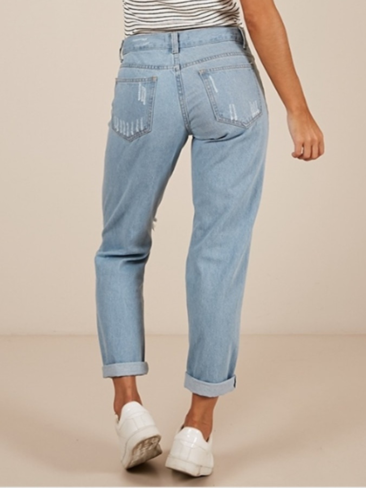 Frühling und Sommer Neue frauen Jeans Persönlichkeit Gewaschen See verlieren Beiläufige Hohe Taille Gerade Damen Neun Punkte Jeans