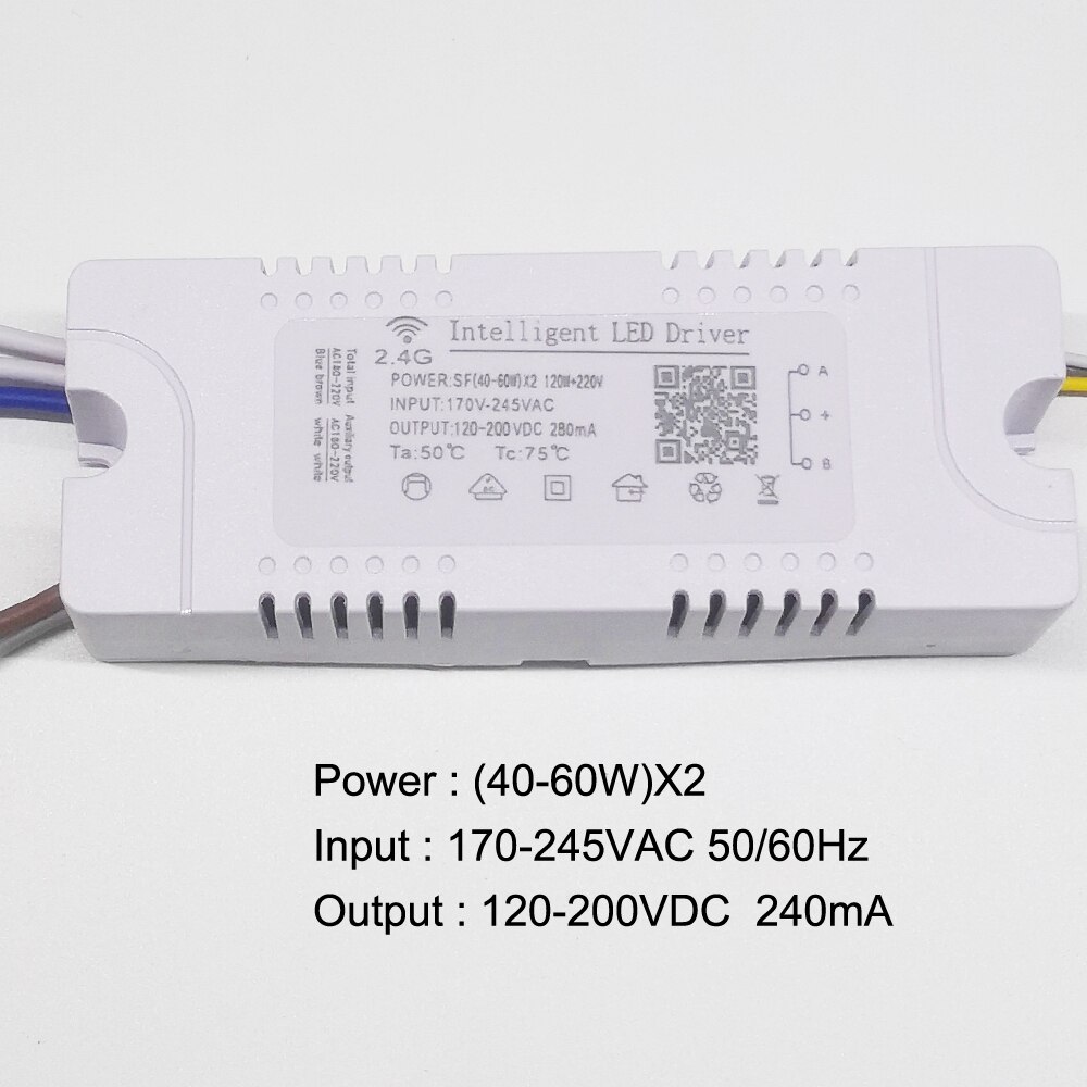 (40-60W)X2 + 220V sortie câbles LED conducteur 2.4G télécommande intelligente LED transformateur avec relais, APPLICATION bluetooth contrôle LED bloc