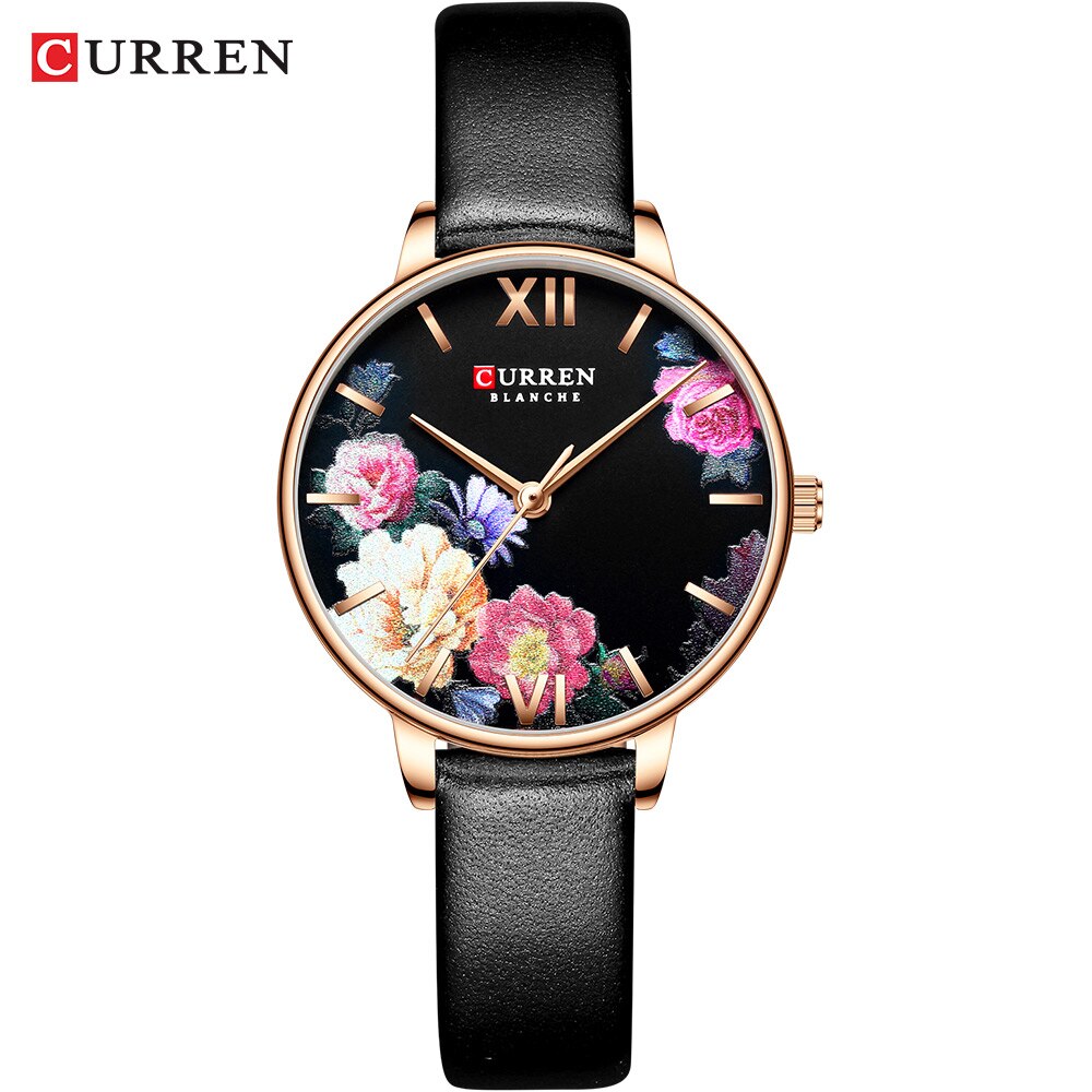 Dameshorloges curren dameshorloge casual dames quartz polshorloges met roestvrijstalen armband: L-zwart horloge