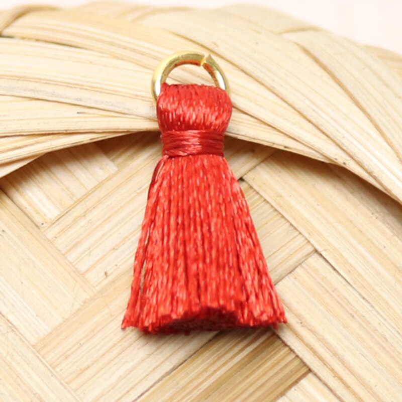 Colgante de borlas de hilo de algodón de 2cm, accesorio de joyería, con adornos de flecos pequeños, para manualidades, DIY, 20 piezas: Rojo