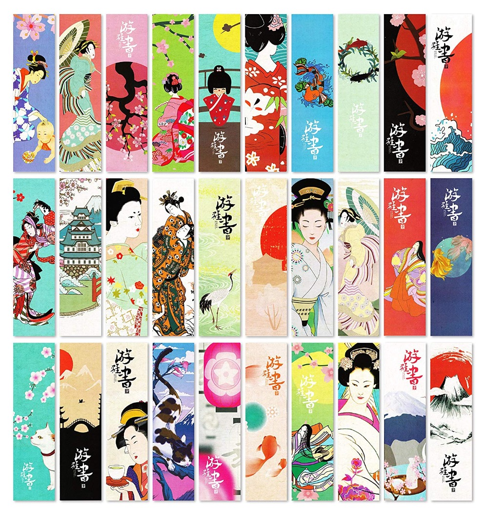 Set Of 30pcs Japanese Style Paper Bookmark Book Marks Label For Children Women Girls