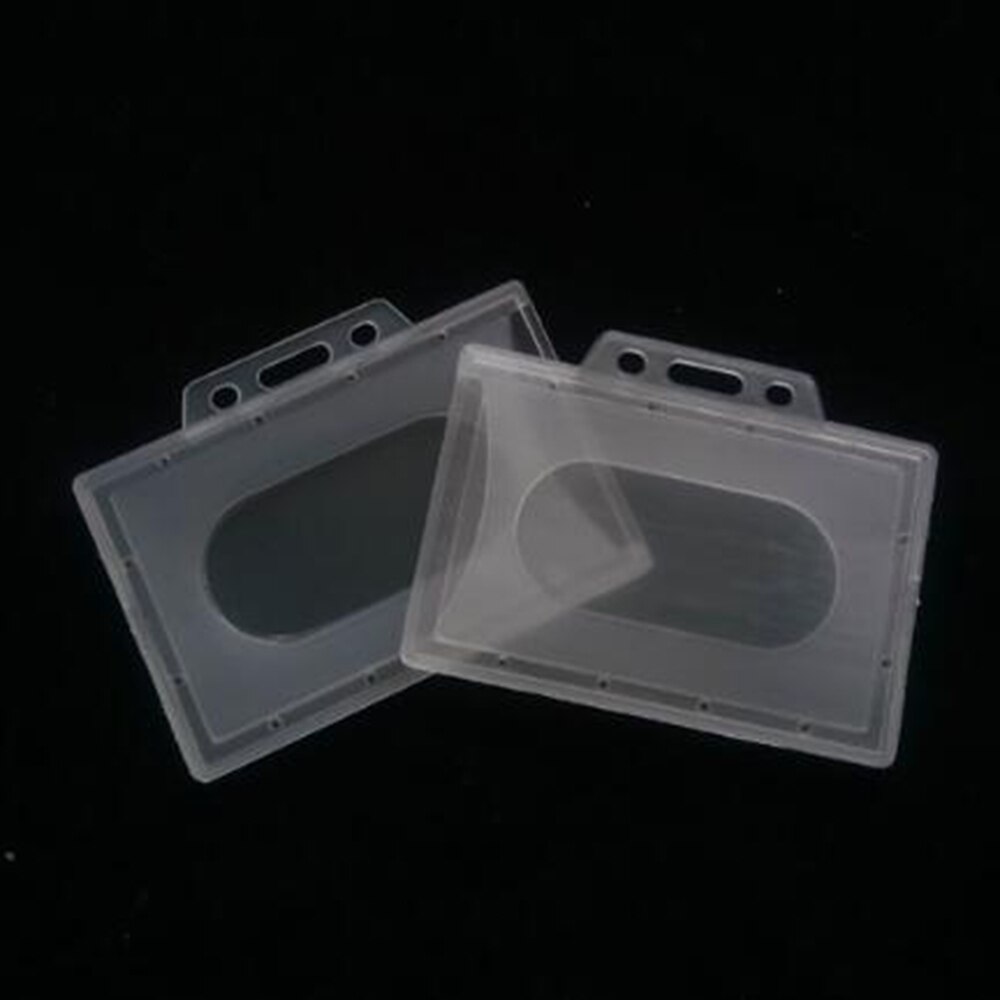 5 Pack Heavy Duty ID Badge Holder With 3 Type Badge Holder Hard Plastic Clear Credit Card Holder With Thumb Slots Holds 2 Card