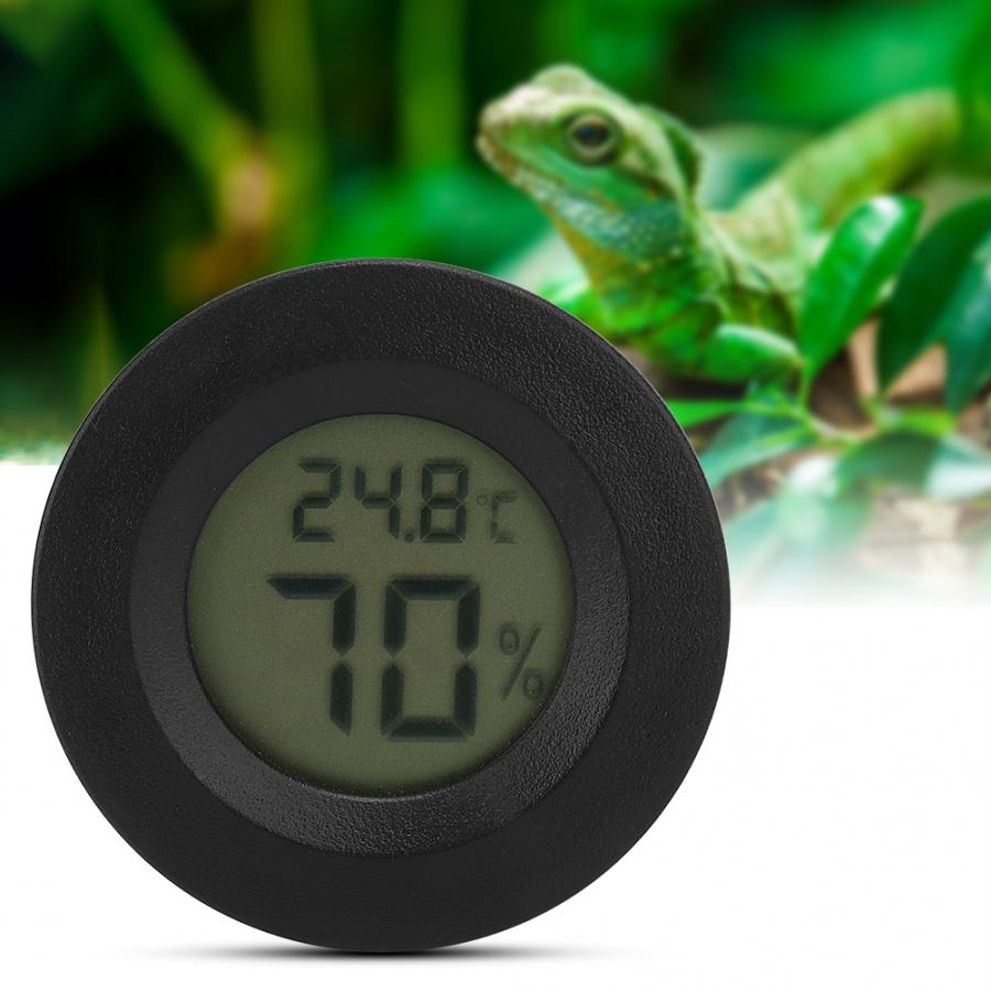 Digital termometer indlejret rundformet digital krybdyr termometer hygrometer fugtighed temperaturmåler høj præcis