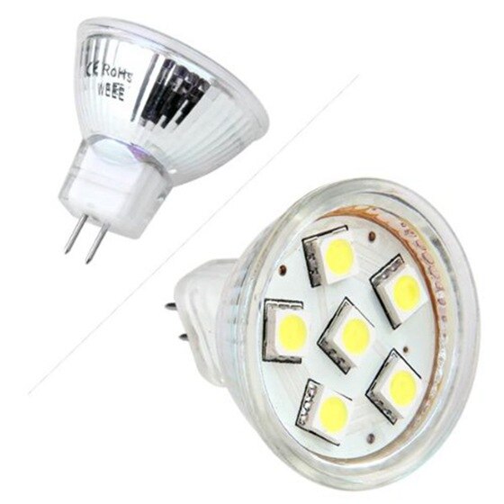 GU4 MR11 Dc 12V 6 Smd 5050 Led Lamp 6000K-Wit