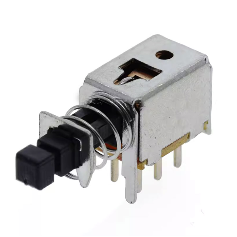10Pcs/Lot 6Pin PS22F03 Right Angle PCB Latching Push Button Switch DPDT Double Pole Self/No-Locking A03 Key Power Switches