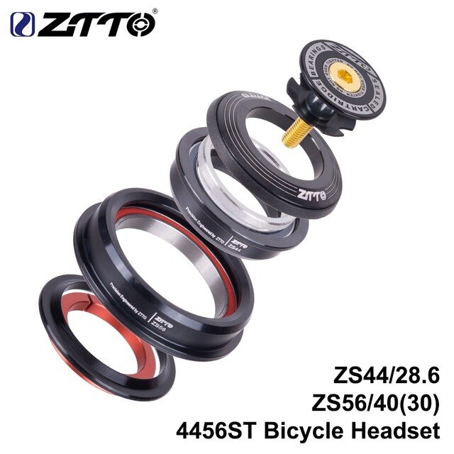 ZTTO 4456ST MTB Bike Road Bicycle Headset 44mm 56mm CNC 1 1/8"-1 1/2" 1.5 Tapered 28.6 Straight Tube fork Internal 44 56 Headset: 4456ST BLACK