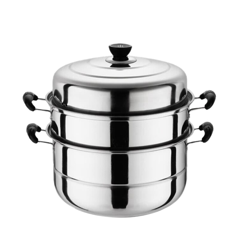 YO-Stainless Steel Three Layer Thick Steamer Pot Soup Steam Pot Universal Cooking Pots for Induction Cooker Gas Stove: Default Title