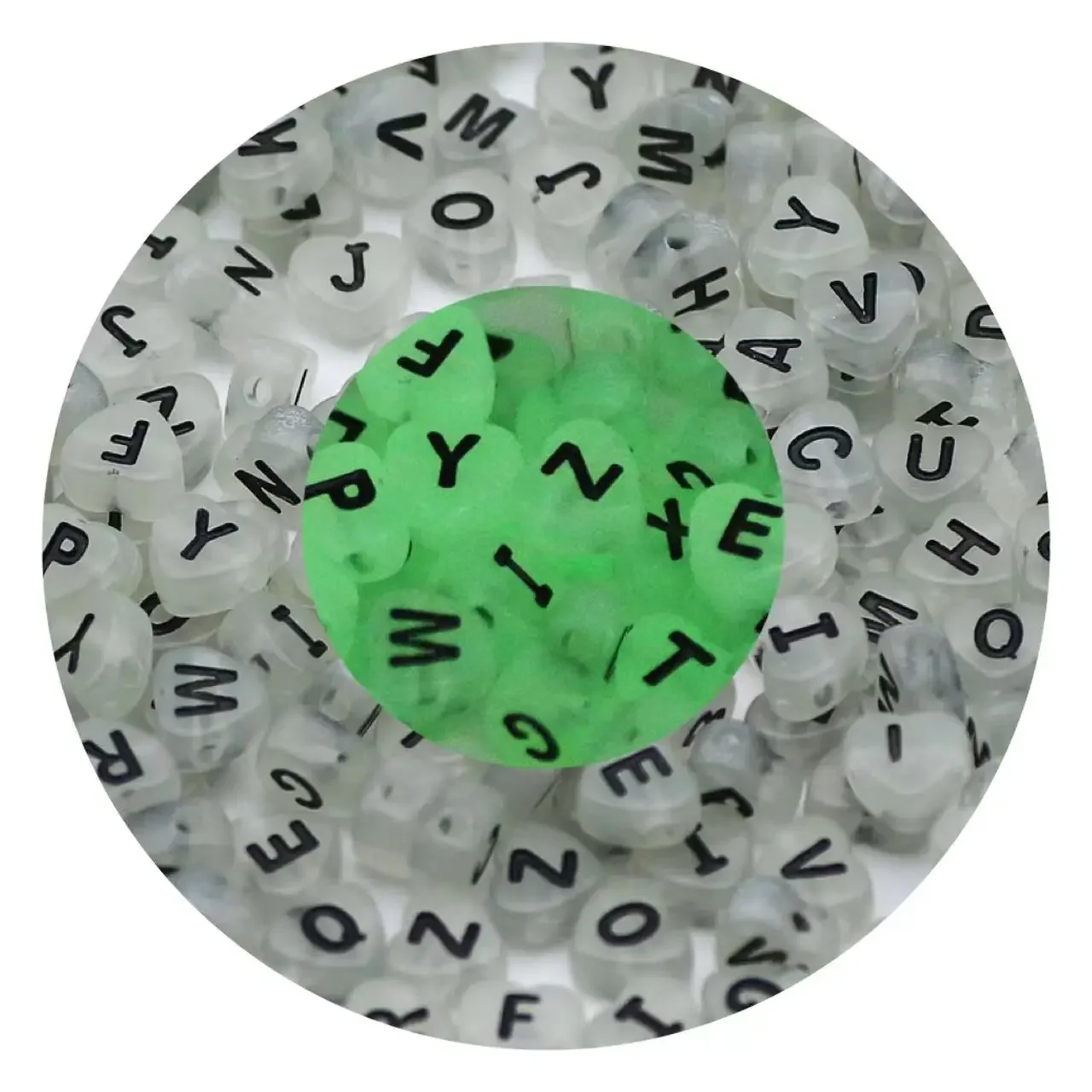 100/200/300/500 Uds. Cuentas acrílicas con forma de corazón y letras, cuentas espaciadoras del alfabeto para fabricación de joyería, collar de pulsera DIY hecho a mano: Gris / 4 mm