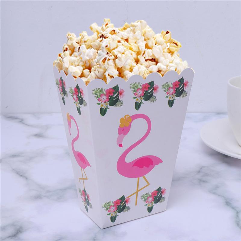 6 Pcs Kids Birthday Papier Popcorn Doos Flamingo Snoep Voedsel Doos Gunsten Decoratieve Feestartikelen Flamingo Popcorn Doos