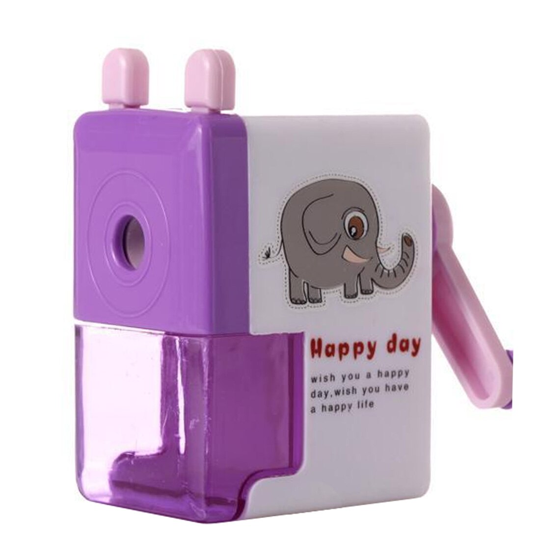 Sacapuntas rotativo con vibración manual, afilador de lápices de dibujos animados, cortador de lápices para útiles escolares para niños, papelería de oficina: Morado