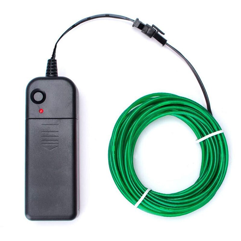 Cable de alambre luminoso para decoración, luces LED de neón para Navidad, de baile, Disfraces, bricolaje, ropa, coche, Rave, 3m/5m: Verde / 5M