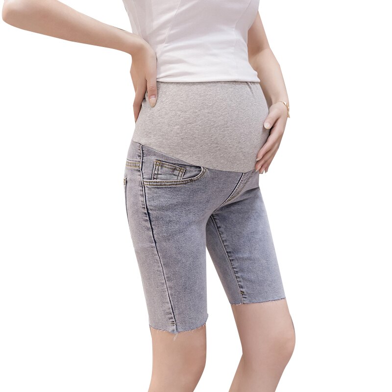 Gravide kvinder bukser shortjeans slank stretch høj talje capri-bukser sommer tøj til kvinder barsel tøj 1098: M