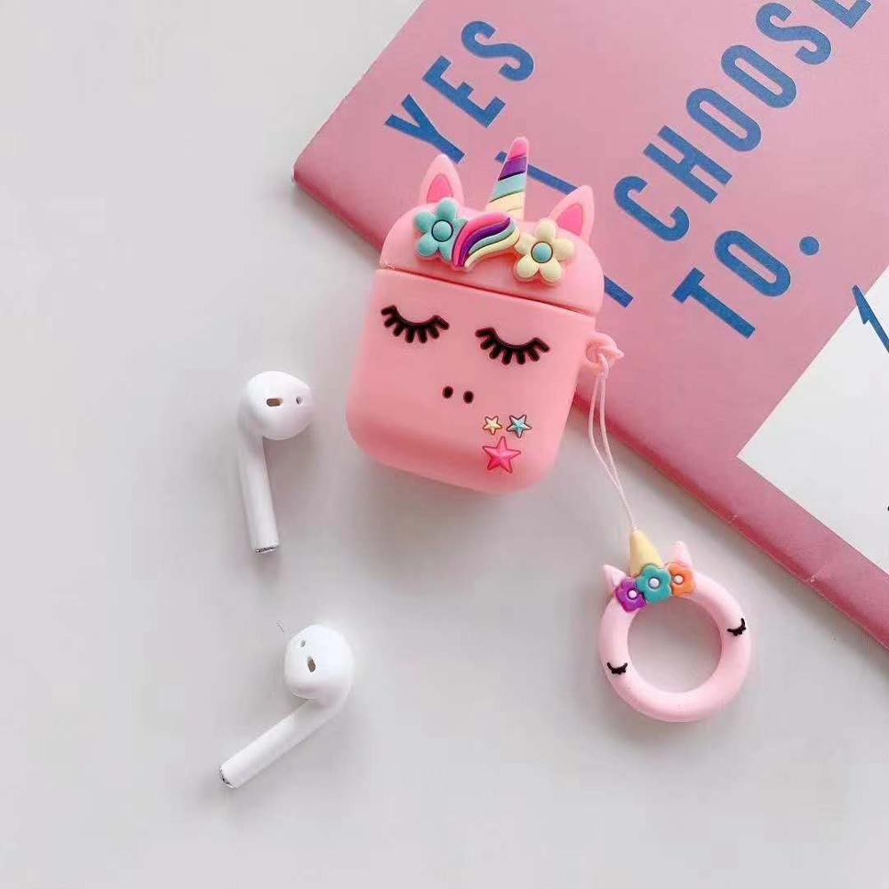 För airpods pro 2 1 fodral 3d tecknat enhörningsfodral skal för airpods pro skyddande hörlurar laddningsbox skal för airpods 2: Rosa för airpods 2 1