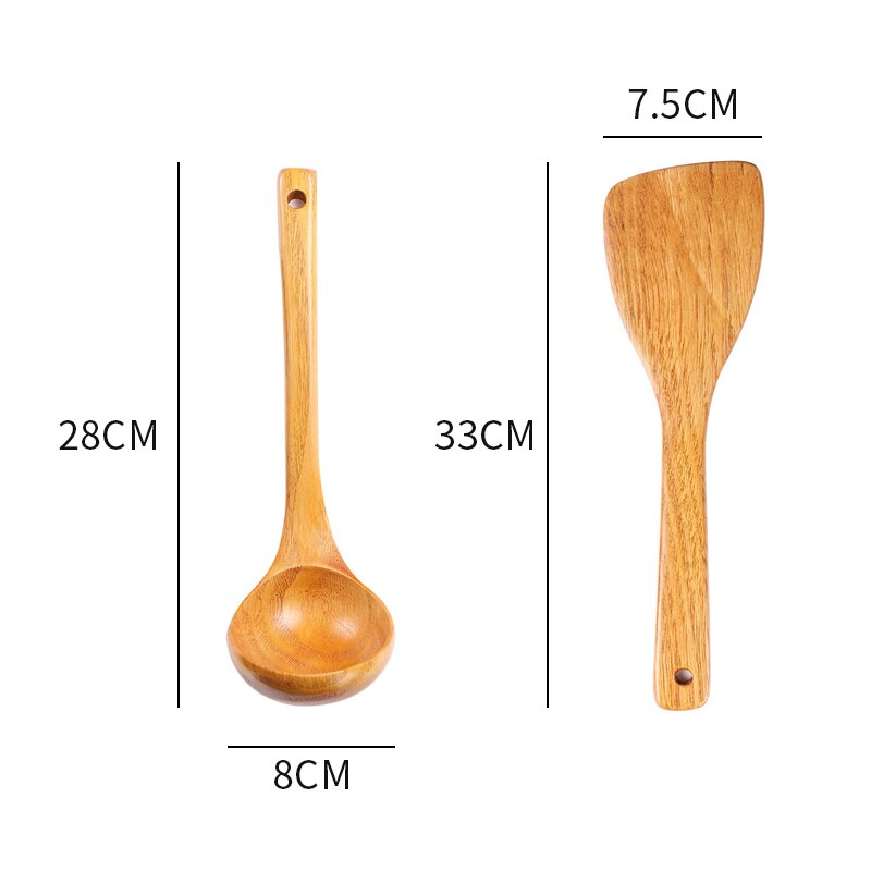 1pc non-stick panne naturlig tre turner tre spatel tre spade tre suppe skje kjøkkenverktøy kokekar ris skje servise