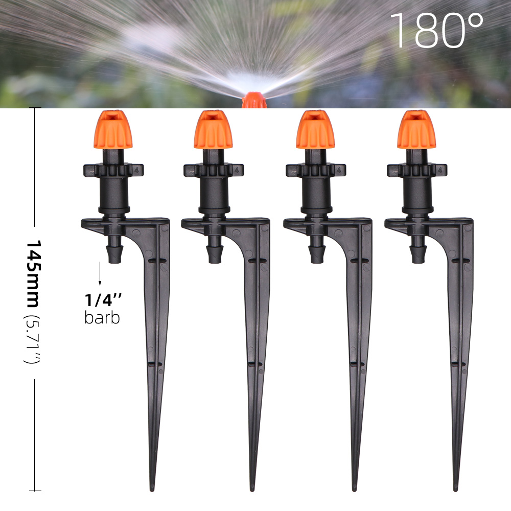 15PCS 90°/180°/360°/Strip Garden Watering Nozzles Irrigation Spraying Sprinklers Angle Optional Stakes Barbs Screw Connectors