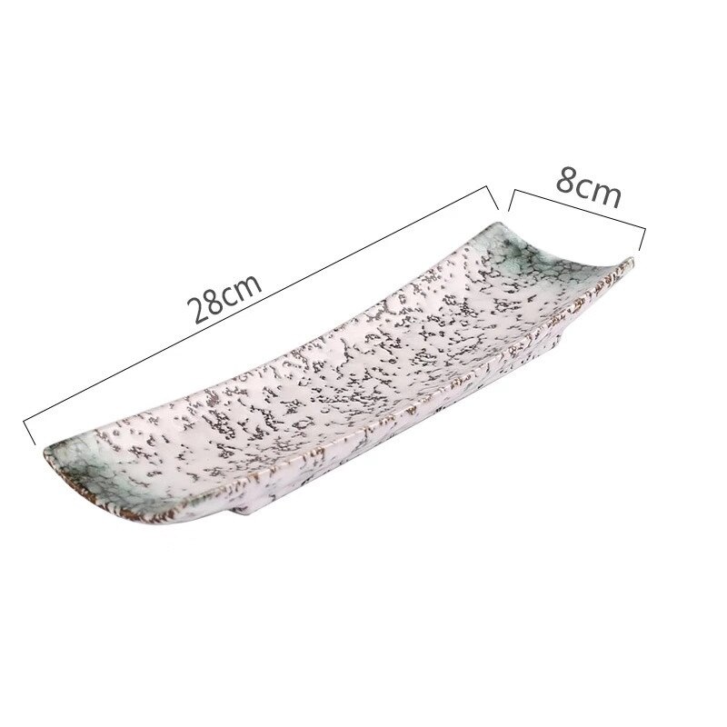 Japanese Style Ceramic Leaf Shape Sushi Plate Rectangular Fruit Dish Porcelain Snack Dessert Plate Retro Tableware: C