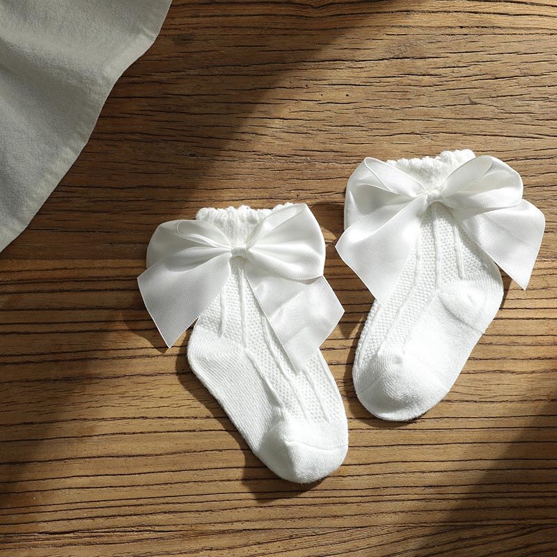 Zomer Knited Pasgeboren Baby Sokken Effen Kleur Grote Strikken Meisjes Sokken Baby Peuter Dikke Warme Kids Floor Sokken: white