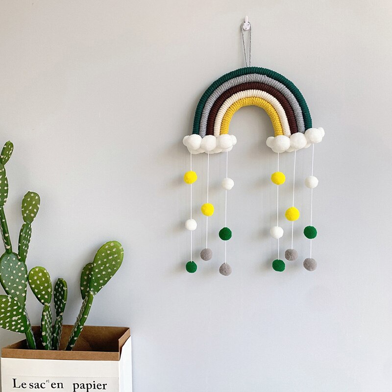 DIY Seil Regenbogen Zauberstab Hängende Dekoration Handarbeit Gewebt Regenbogen Dekoration nordisch Baby Zimmer Zubehör Wohnzimmer Wohnkultur