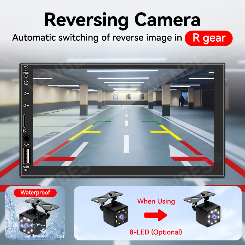 VENBES 7 "Radio Universal para coche CarPlay Android Auto 1 DIN reproductor Multimedia pantalla táctil Mirrorlink BT Audio automático