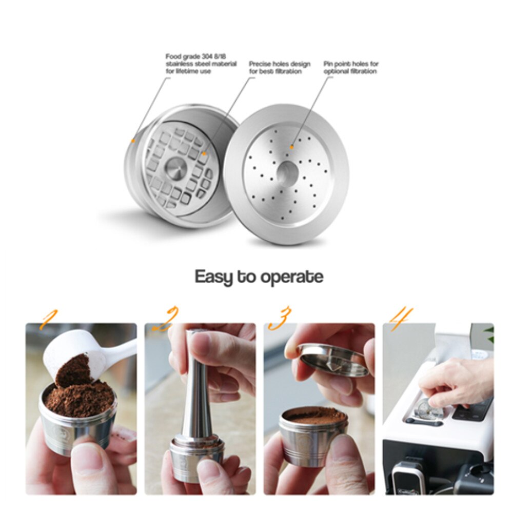 ICafilas wiederverwendbar Edelstahl Crema Kaffee Kapsel Filter manipulieren Löffel Für Caffitaly Rubin Tchibo Cafeteira Espresso Maschine