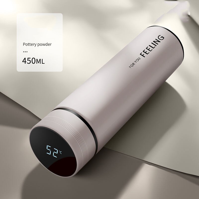 Termo portátil de acero inoxidable para hombres y mujeres, botella de agua del té de gran capacidad con pantalla inteligente y temperatura, 304: Intelligent White