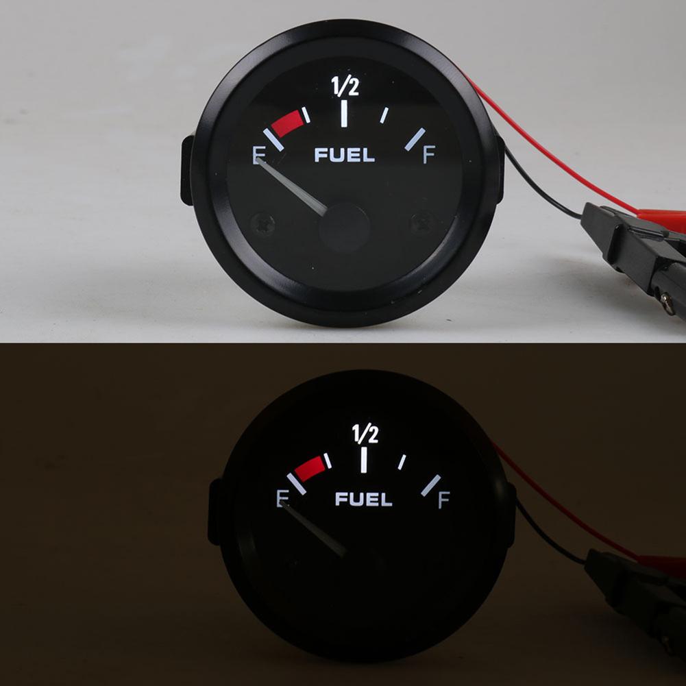 Fuel Level Gauge Car Meter with Fuel Float Sensor White Black Rim Automotive Gauges Fuel Level Gauge Meter Pointer Indicator