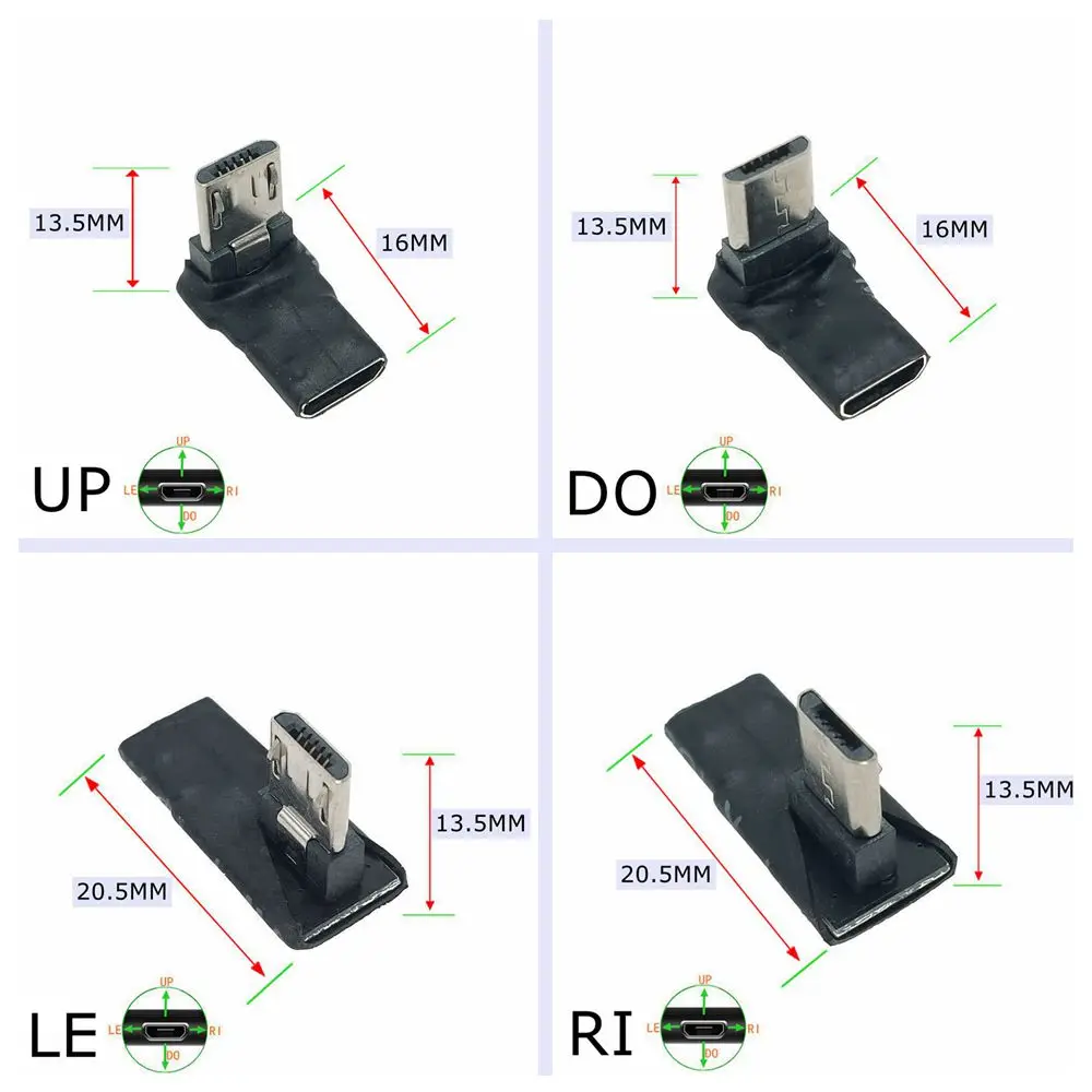 90 Degree USB Left Right Up Angled Micro 5pin Female to Micro USB Male Data Adapter to Mini Plug Plug Micro USB