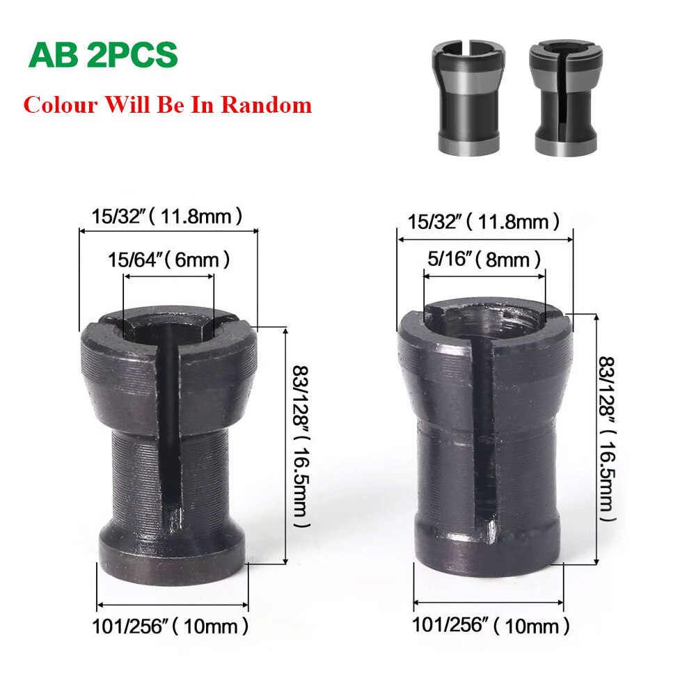 Adaptador de alta precisión de múltiples tipos, herramienta de enrutador de vástago de pinza, soporte de adaptadores de 6 mm / 6,35 mm / 8 mm