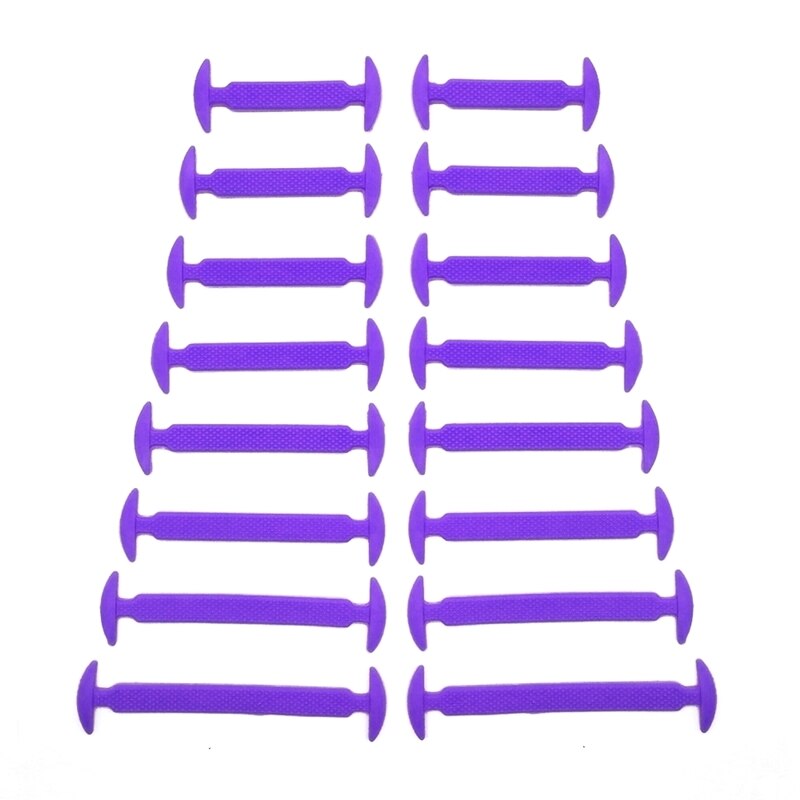 16 Stks/partij Schoenen Accessoires Geen Tie Schoenveters Unisex Elastische Siliconen Schoenveters Rubber Schoenveter: Purple