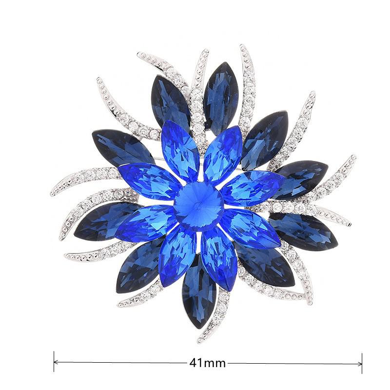 Fengxiaoling Mode Metalen Zirkoon Broches Voor Vrouwen Blue Zircon Bloemen Broches Kantoor/Carrière Vrouwelijke Fijne Sieraden: Default Title