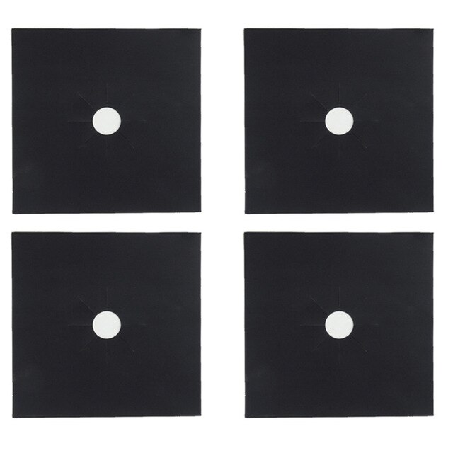 1/4 unids/set protectores de horno a Gas olla cubierta de alfombrilla de limpieza de la estufa de Gas de cocina Protector para la cocina utensilios de cocina Accesorios: 4pc black