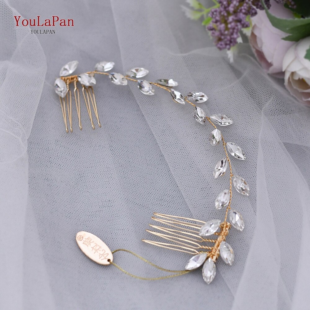 Youlapan HP09 Mode Bruid Bruiloft Haar Accessoires Kammen Prom Bruids Hoofddeksel Mariage Bruiloft Haar Clips: Golden