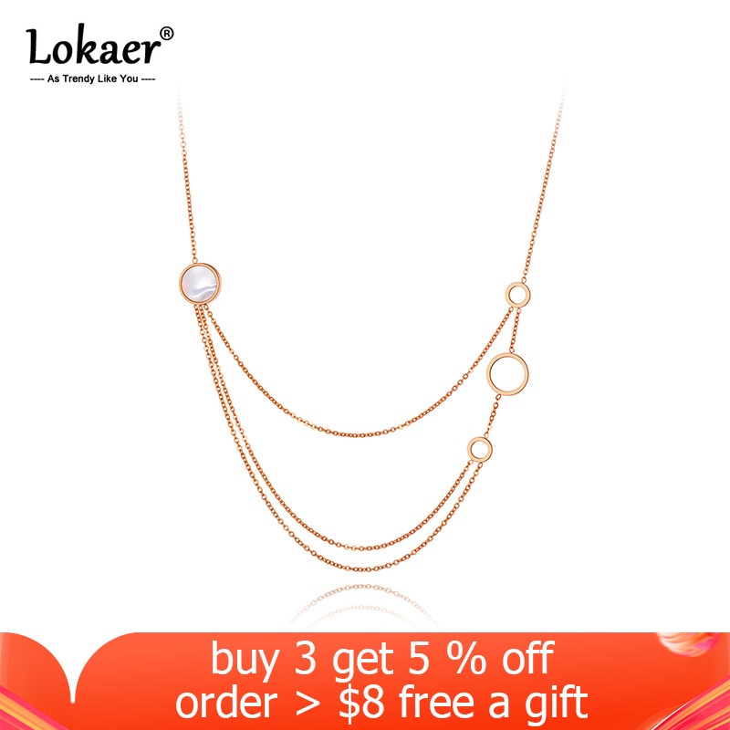 Lokaer-gargantilla de tres capas de acero inoxidable para mujer, Bohemia, joyería de playa, collar con colgante de cadena, N20060