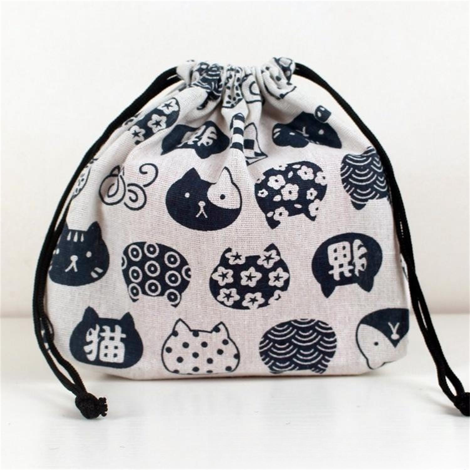 Lunch Bag Cat Polar Bear Lunch Box Drawstring Picnic Tote Eco Japanese Style Small Handbag Dinner Container Food Storage Bags: Gold