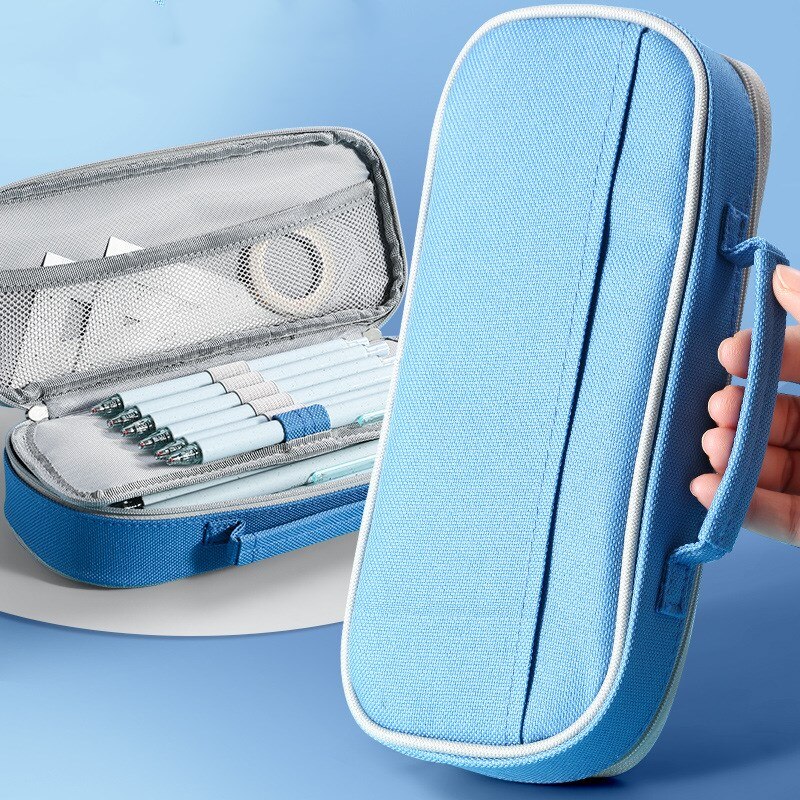 Draagbare Canvas Etui School Briefpapier Opbergtas Grote Capaciteit Pen Case Effen Kleur Pen Zak Leuke Cosmetische Tas Girlgift: Angoo Single A9