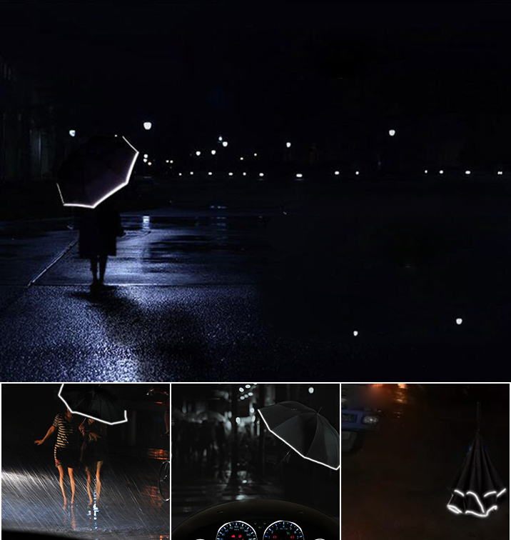 C-Hook Windproof Reverse Umbrella Long Shank Inverted Double Layer Horse Rain Protection Umbrella