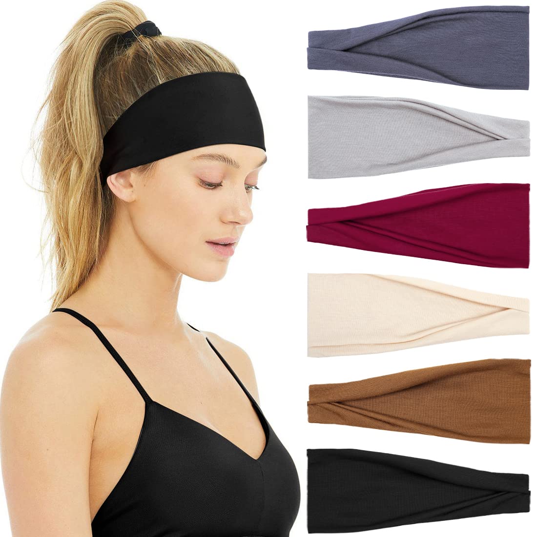 Diademas antideslizantes para mujer, banda para el sudor, bandas elásticas suaves para la cabeza, deporte, entrenamiento, Yoga, correr, viaje, accesorios para el cabello