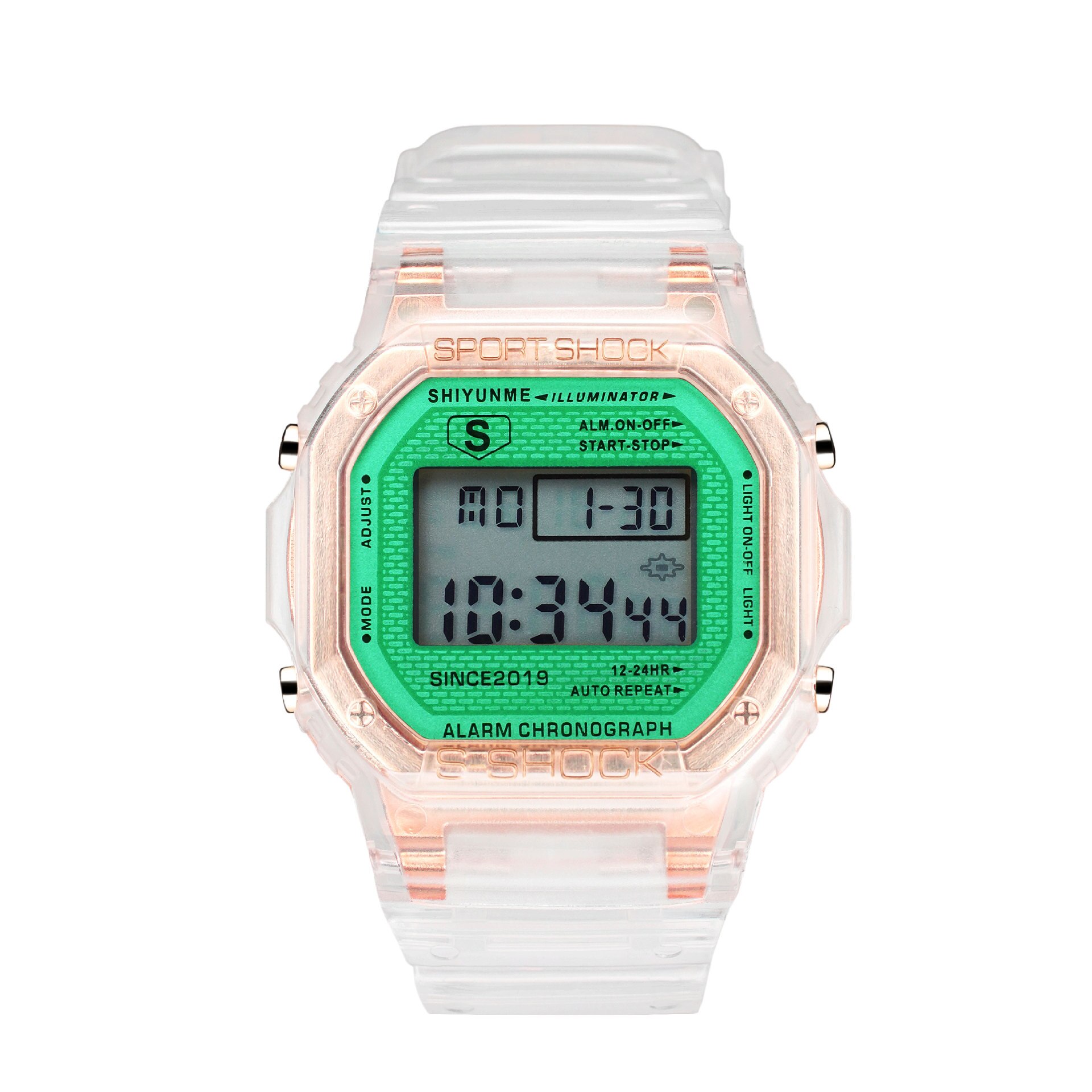 LENNIK-reloj electrónico para estudiantes, sencillo y , coreano, niños y adolescentes, cuadrado pequeño, resistente al agua, C296: Green gold
