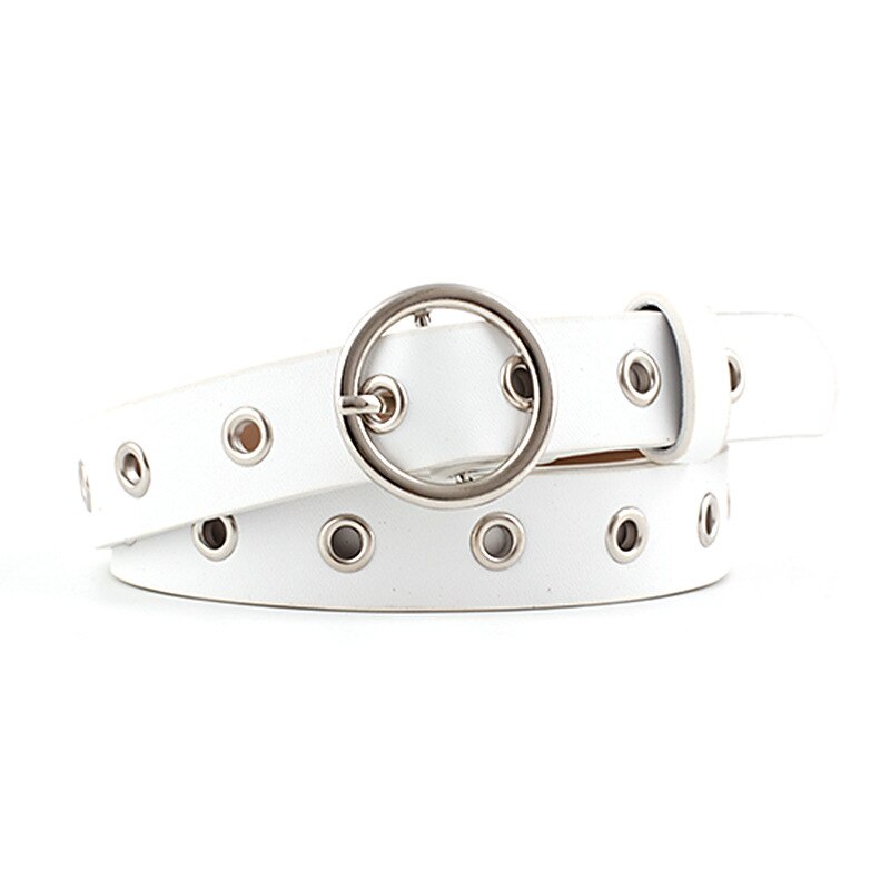 Round Pin Buckle Belt Women No Needle Pu Leather Wide Belts For Jeans Dress Skirts Solid Waistband Strap Belt girdle: 3