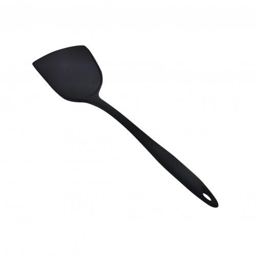 Slotted Turner Heat Resistant Seamless One-Piece Food Grade Silicone Cooking Utensils Spatula for Kitchen: black
