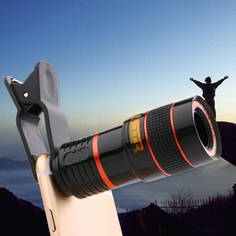 Zoom 12X Mobiele Telefoon Telescoop Camera Lens Hd Telescoop Camera Lens Met Clip Voor Iphone X 8 7 Samsung S8 s9 Xiaomi Universele