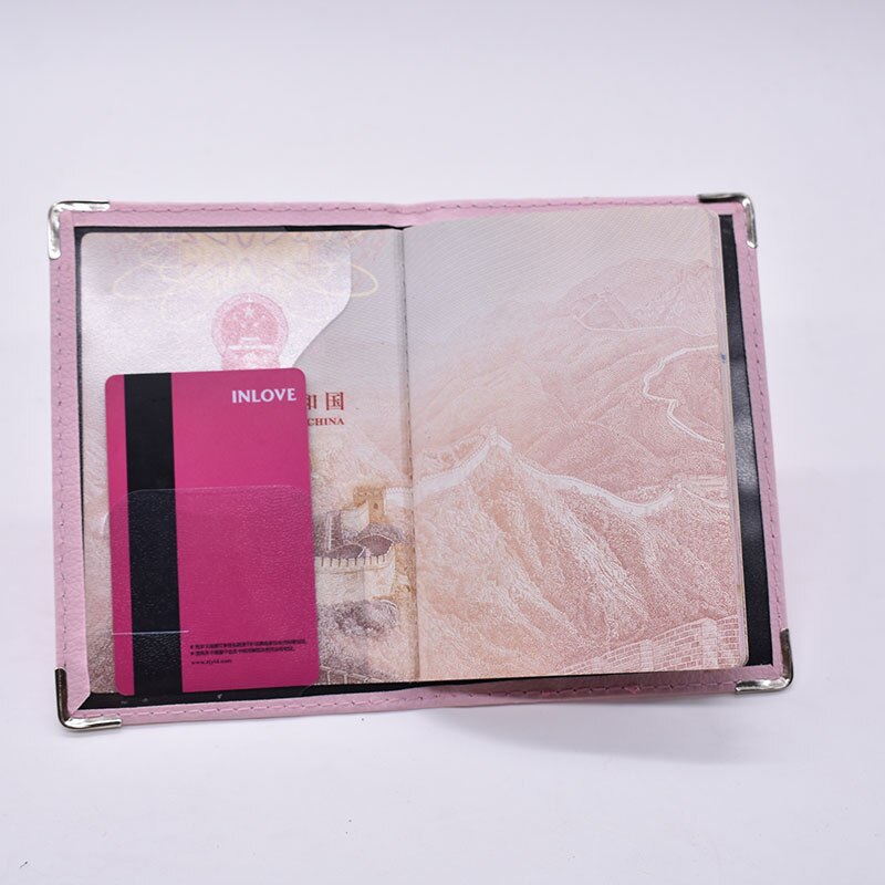 Traveling Passport Cover Pink Women Solid Pu Leather Passport Holder Multifunctioncal Go Abroad Passport Case