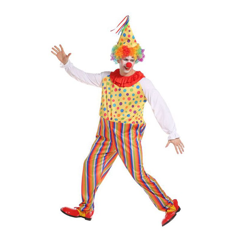 Los hombres adultos ridículo anillo de acero payaso actuaciones disfraces Halloween de Purim carnaval Mardi Gras de Carnaval traje de Cosplay