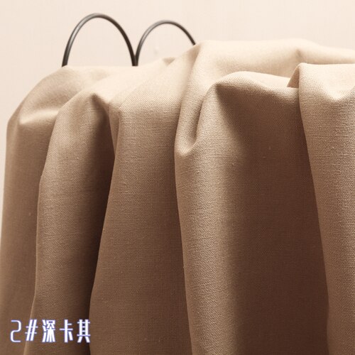 Camisas de verano de lino y algodón liso, 148cm de ancho, color liso, para ropa, por yarda: Khaki